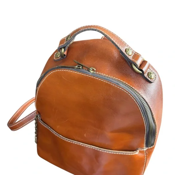Patricia Nash P55001 Tan Leather Backpack Vintage Style - Picture 3 of 9
